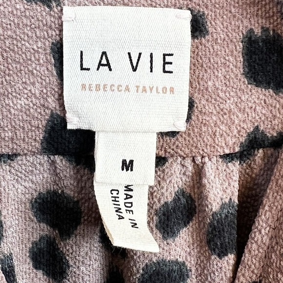 La Vie Rebecca Taylor Long Sleeve Cherise Mini Dress. Size M Brown Black - Picture 8 of 16